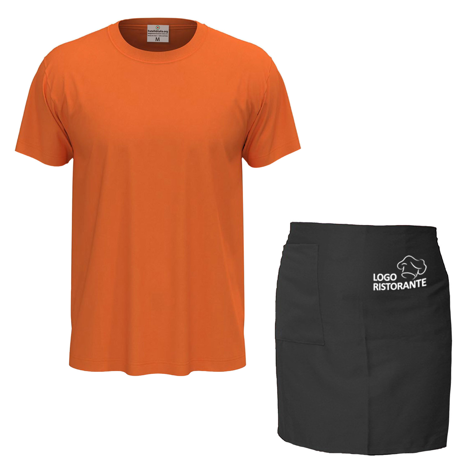 Customizable Chef Kit for Kitchen with Short Apron and Cotton T-shirt